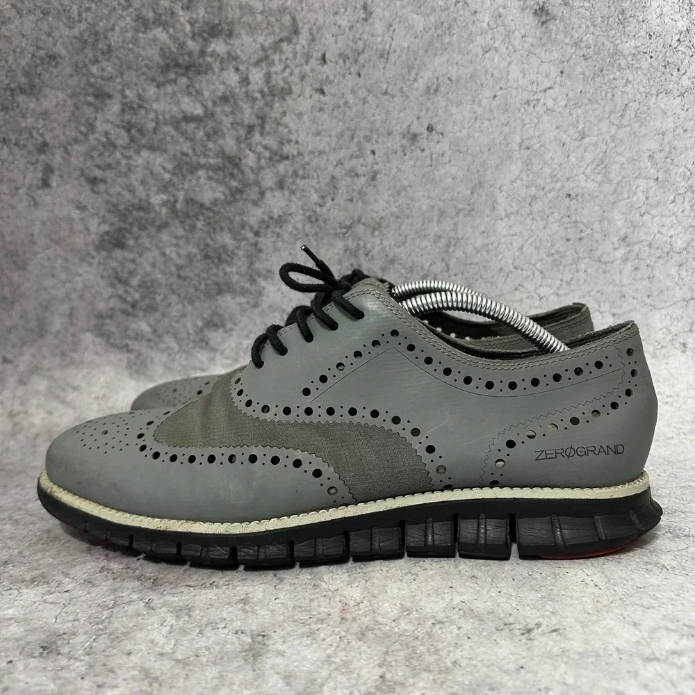Cole Haan Zerogrand Wingtip Oxford Mens 11 Gray Brogue Leather C14319 Shoes